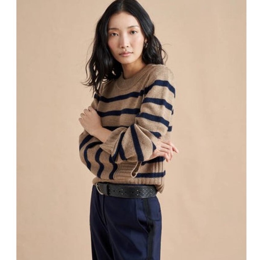 La Ligne Jack Sweater, camel and navy. Size XS